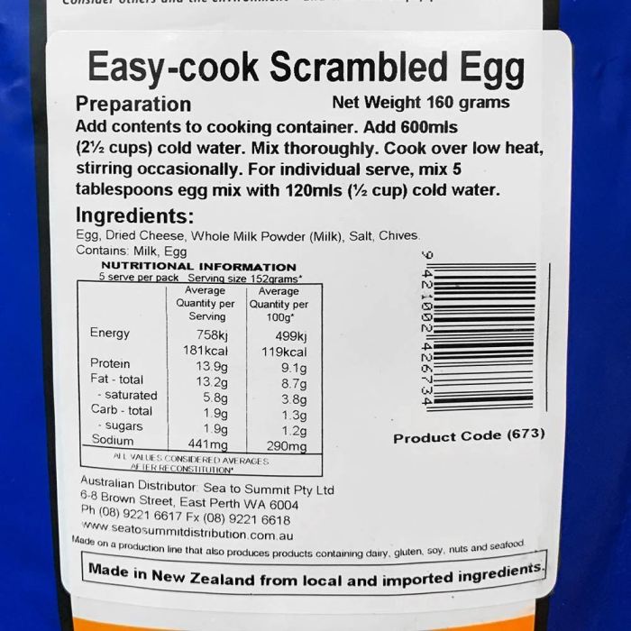 Scrambled eggs nutrition facts