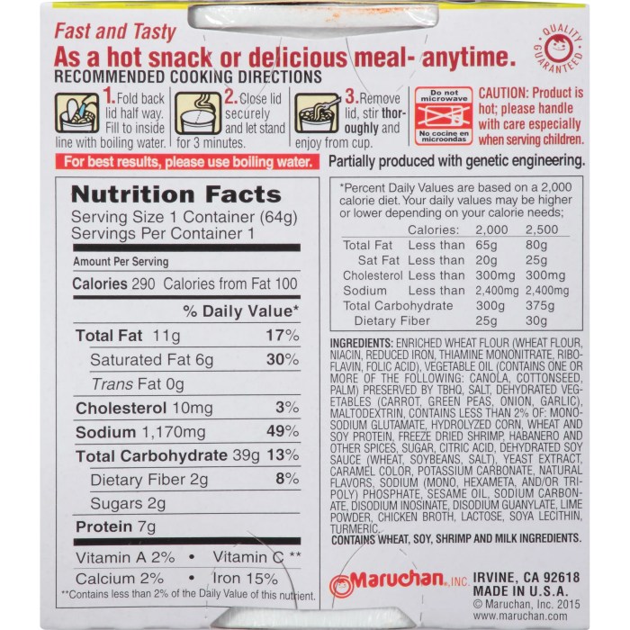 Ramen nutrition facts maruchan project