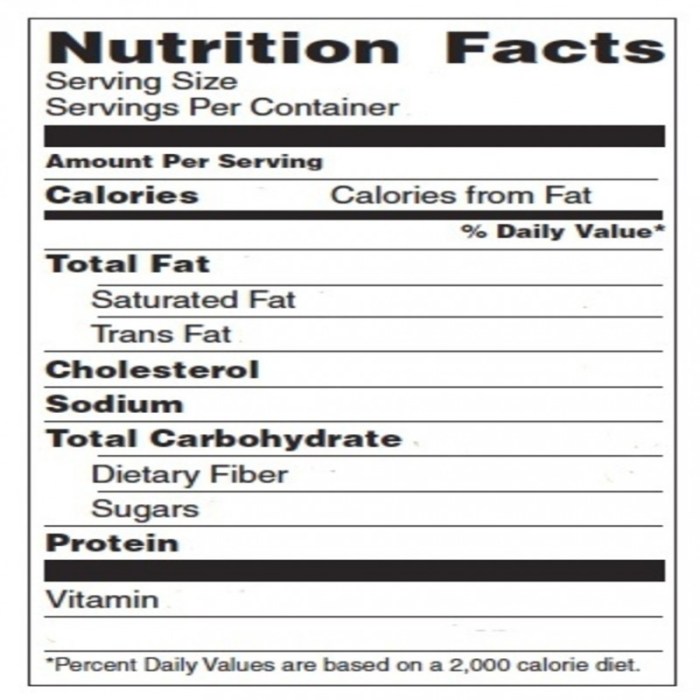 Blank nutrition facts label